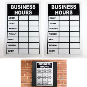 2 Business Hours Sign Monday Thru Friday Store Office Window Shop Write In Times