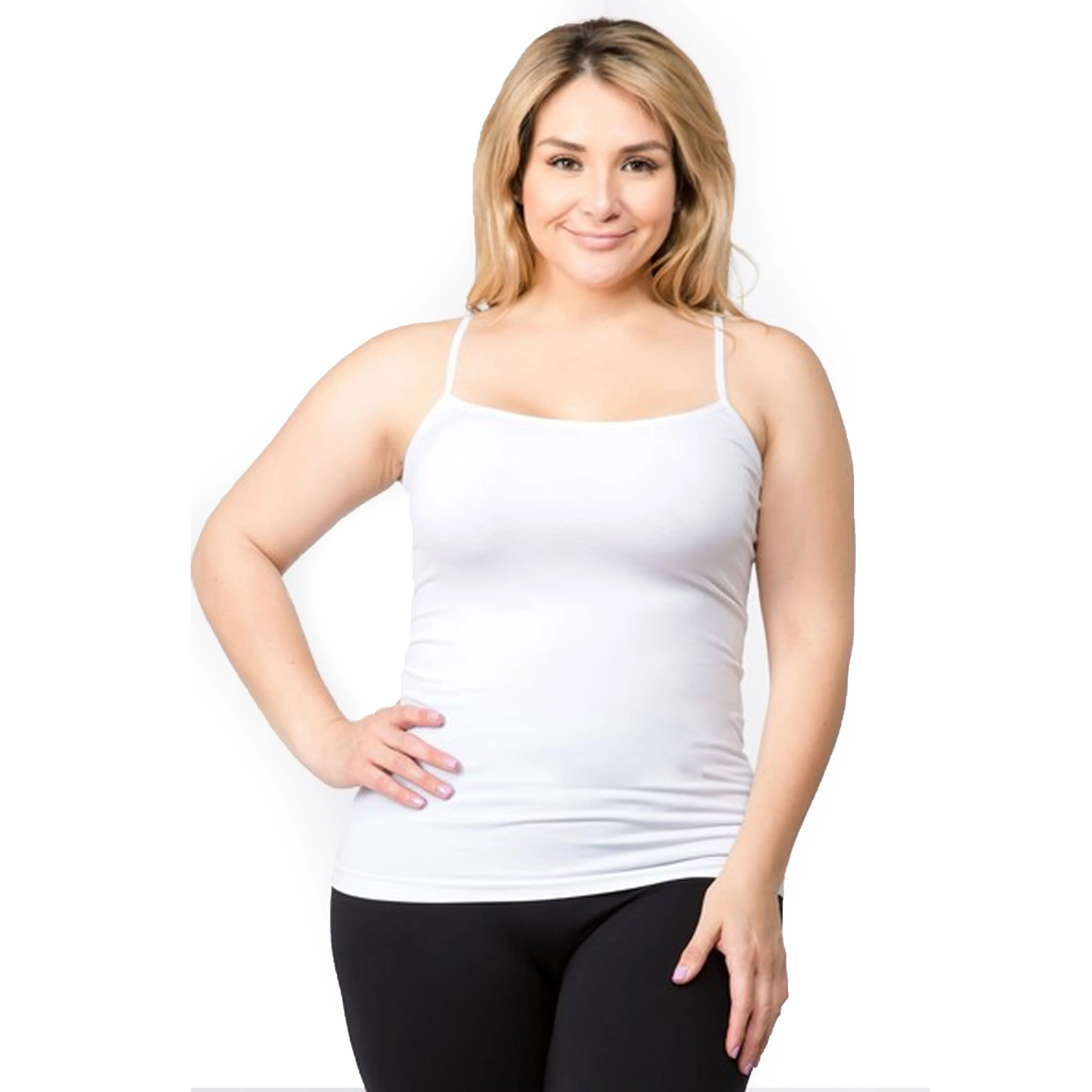 3 Women White Cami Tank Top Spaghetti Strap Shirt Camisole Basic Layer Plus Size