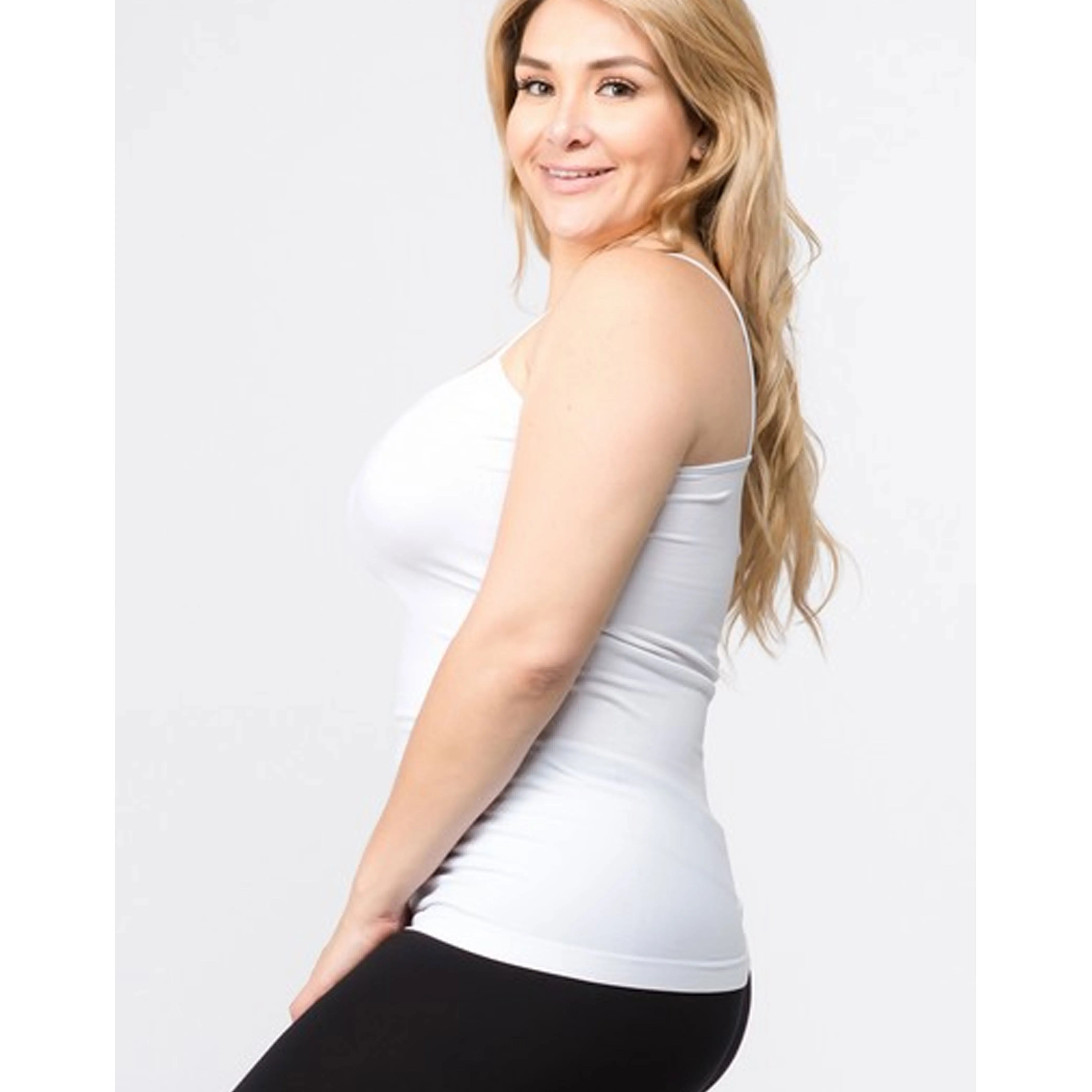 3 Women White Cami Tank Top Spaghetti Strap Shirt Camisole Basic Layer Plus Size
