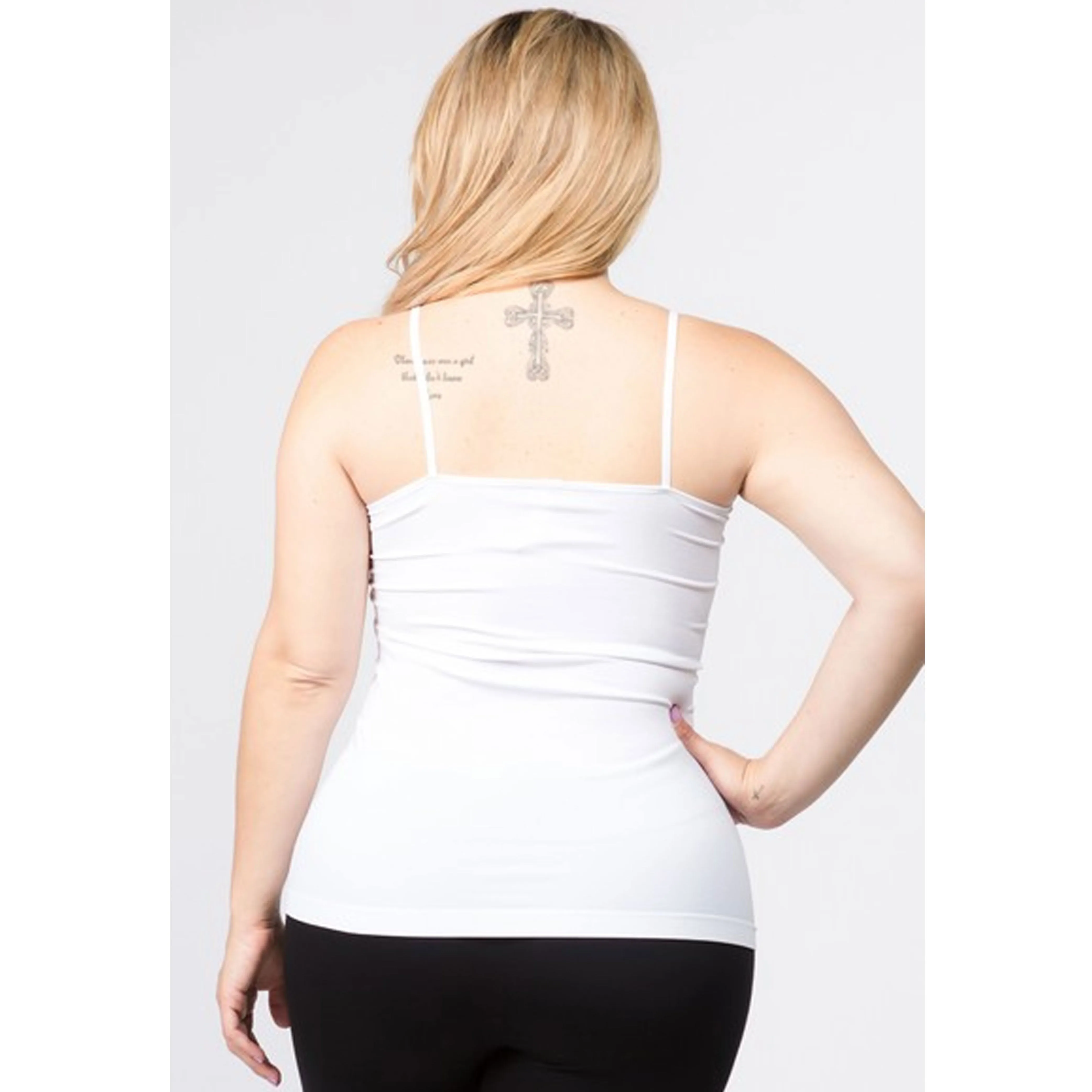 3 Women White Cami Tank Top Spaghetti Strap Shirt Camisole Basic Layer Plus Size