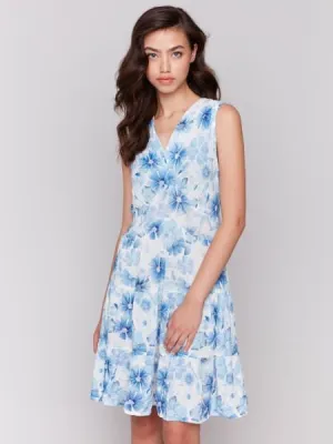 Celestial Blue Watercolor V-Neck Dress