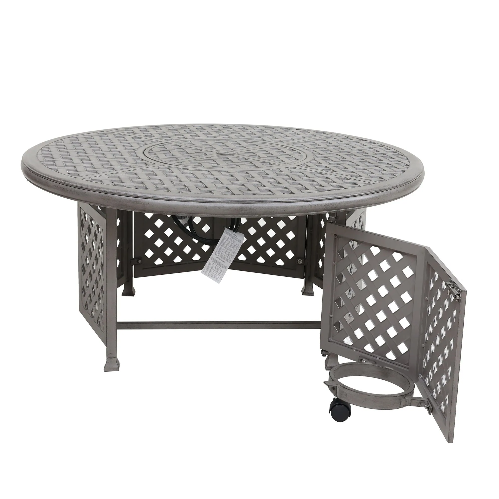 Couch.com Cast Aluminum Propane Gas Firepit Table, Chat Height Gray, Durable Design, Weather-Resistant, Metal Construction, Dark Gray Finish by Couch.com