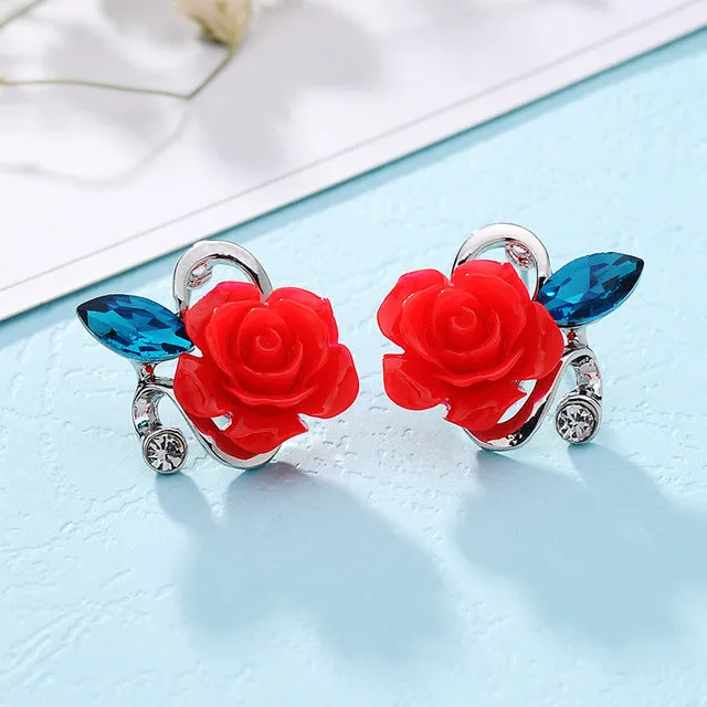 Exquisite quality classic gold-color rose earrings