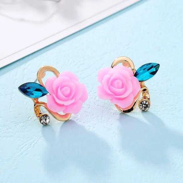 Exquisite quality classic gold-color rose earrings