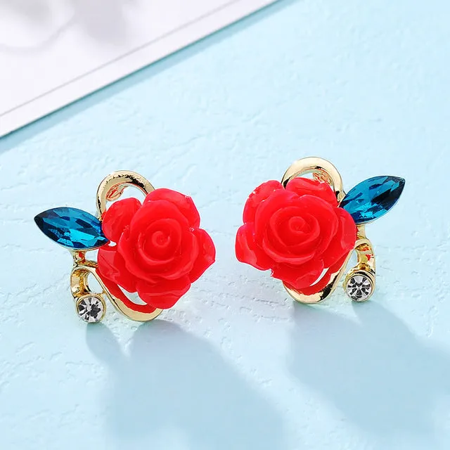 Exquisite quality classic gold-color rose earrings