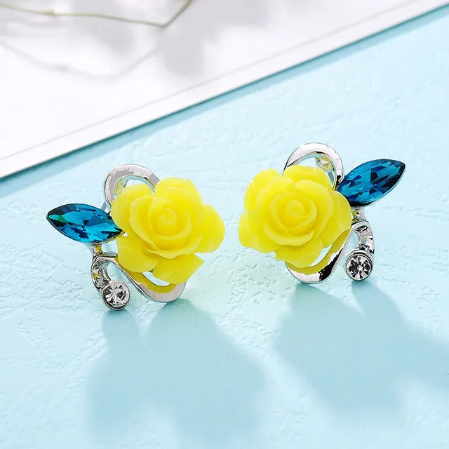 Exquisite quality classic gold-color rose earrings