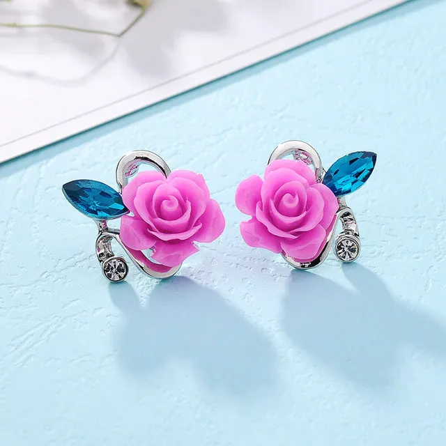 Exquisite quality classic gold-color rose earrings