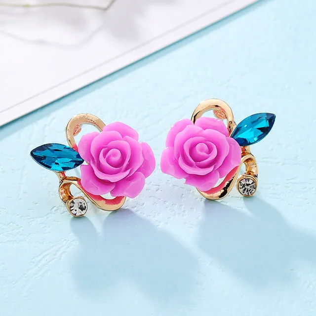 Exquisite quality classic gold-color rose earrings