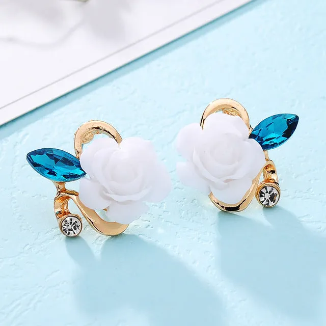 Exquisite quality classic gold-color rose earrings