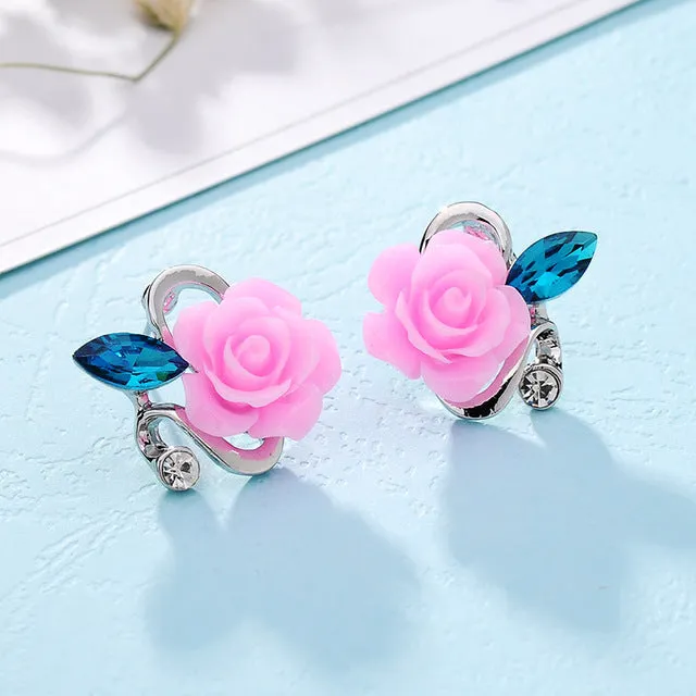 Exquisite quality classic gold-color rose earrings