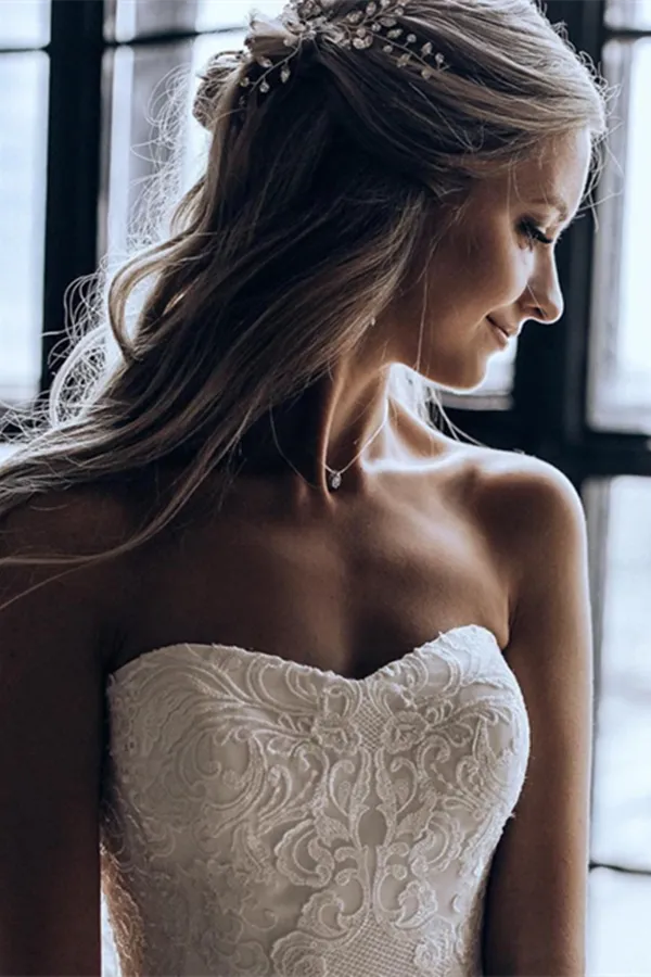 Kateprom Beautiful Online Exquisite Sweetheart A line Bridal Dresses Appliqued Gowns for Sale KPW0674