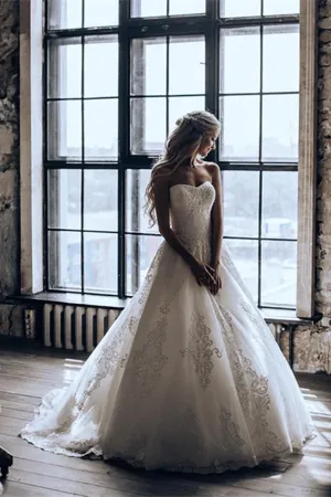 Kateprom Beautiful Online Exquisite Sweetheart A line Bridal Dresses Appliqued Gowns for Sale KPW0674