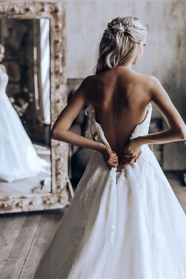 Kateprom Beautiful Online Exquisite Sweetheart A line Bridal Dresses Appliqued Gowns for Sale KPW0674