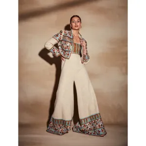 Nikita Mhaisalkar Off-White Jacket with Rafia and Metallic Wire Work