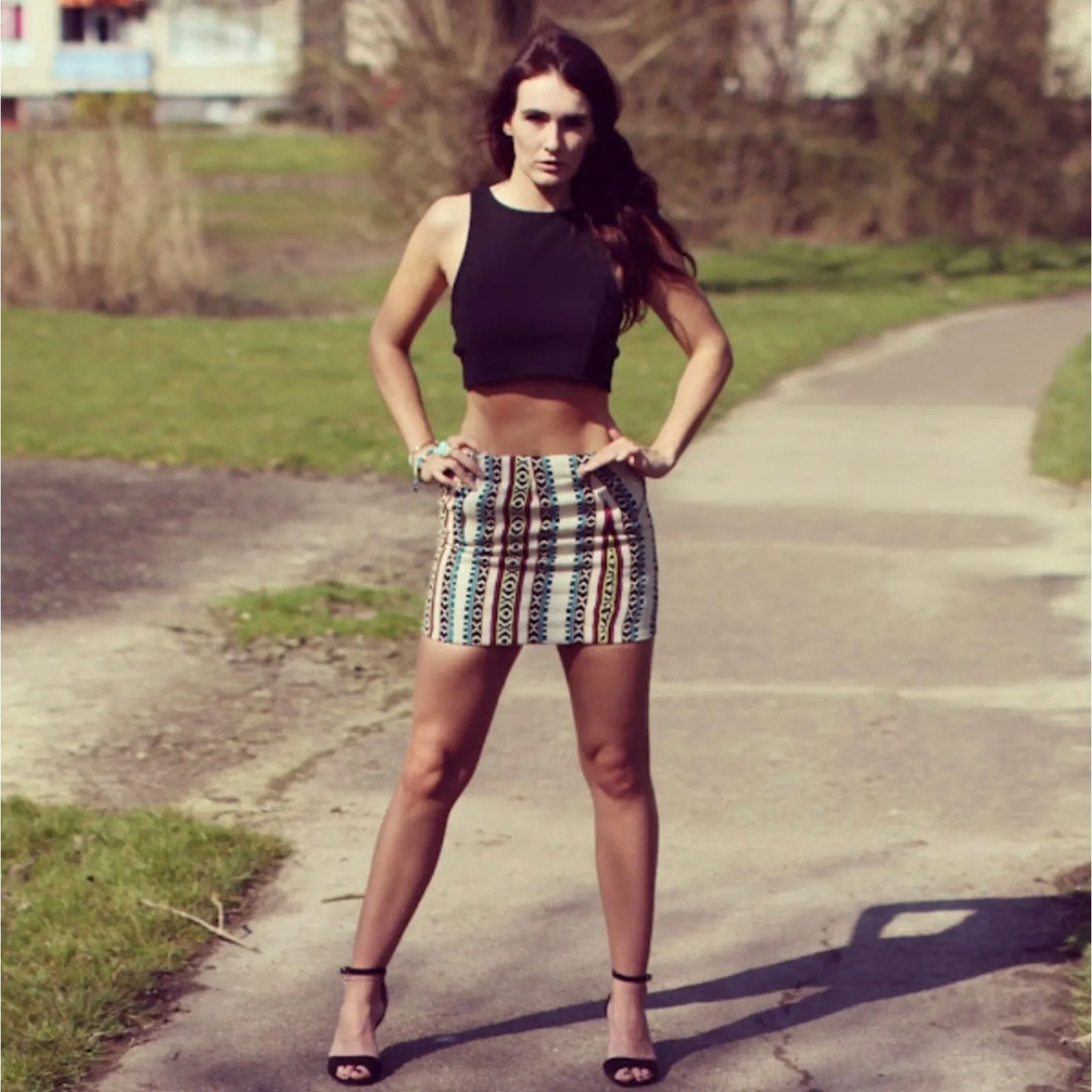 NWT Boho Tribal H & M Canvas Mini Skirt - 8