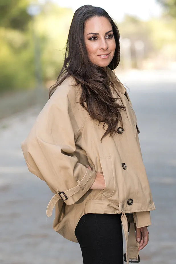 Queencii – Sweden Oversized Trench Jacket Khaki