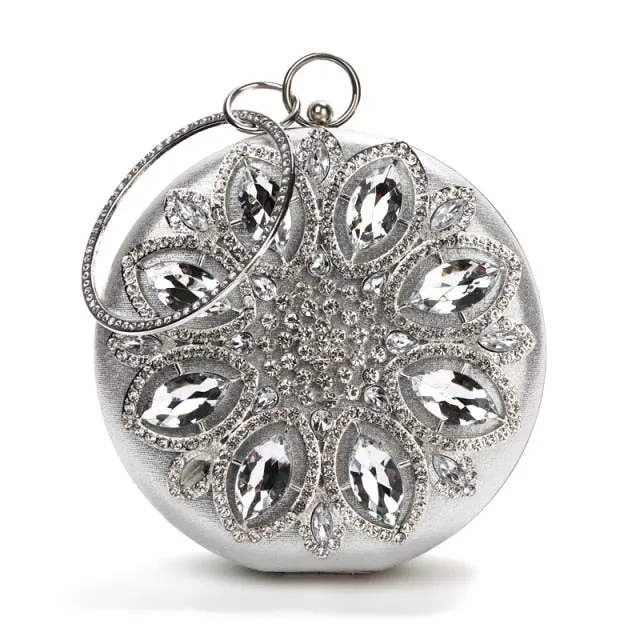 Round Exquisite Crystal Clutch Purse