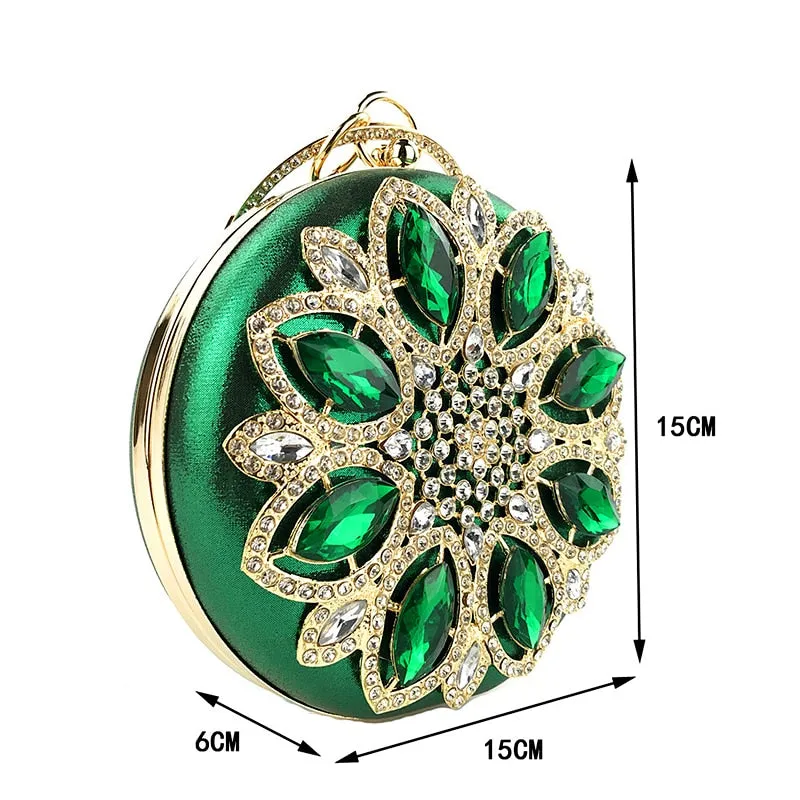Round Exquisite Crystal Clutch Purse
