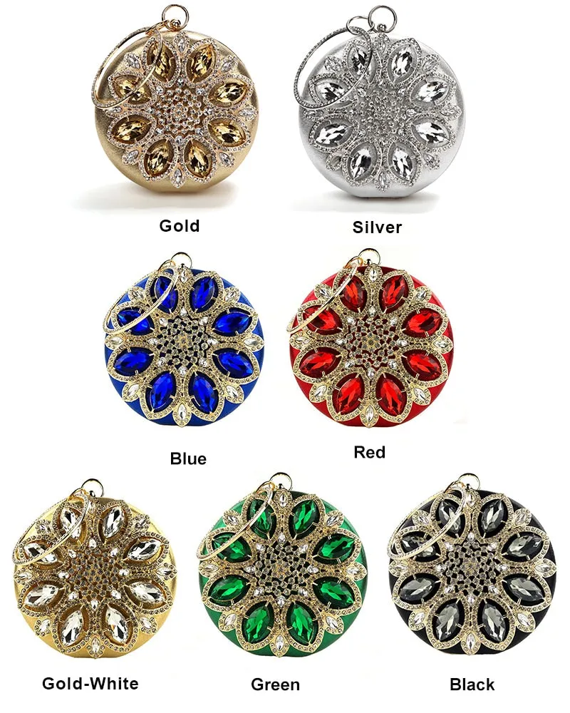 Round Exquisite Crystal Clutch Purse