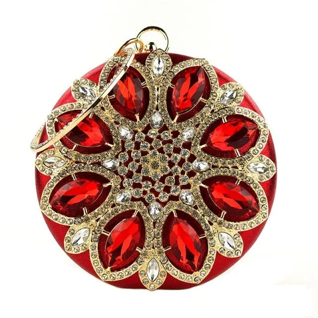 Round Exquisite Crystal Clutch Purse