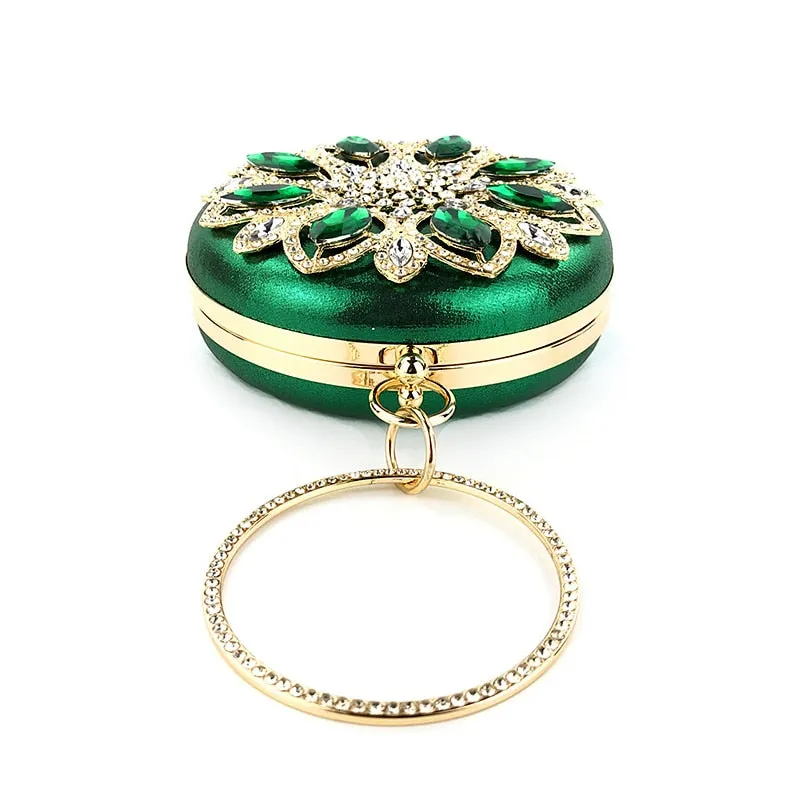Round Exquisite Crystal Clutch Purse