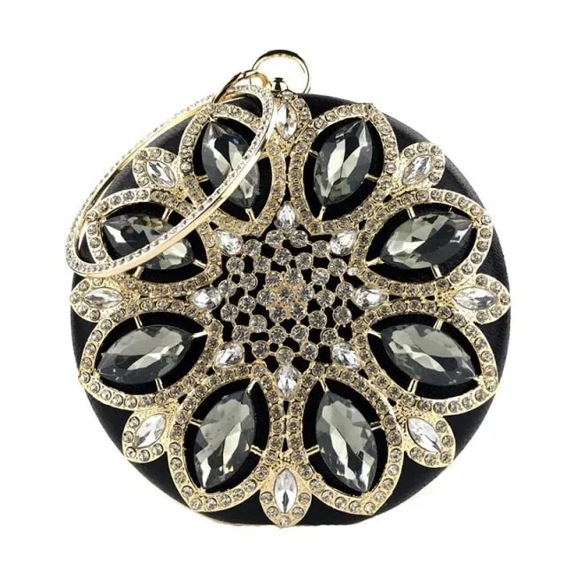Round Exquisite Crystal Clutch Purse
