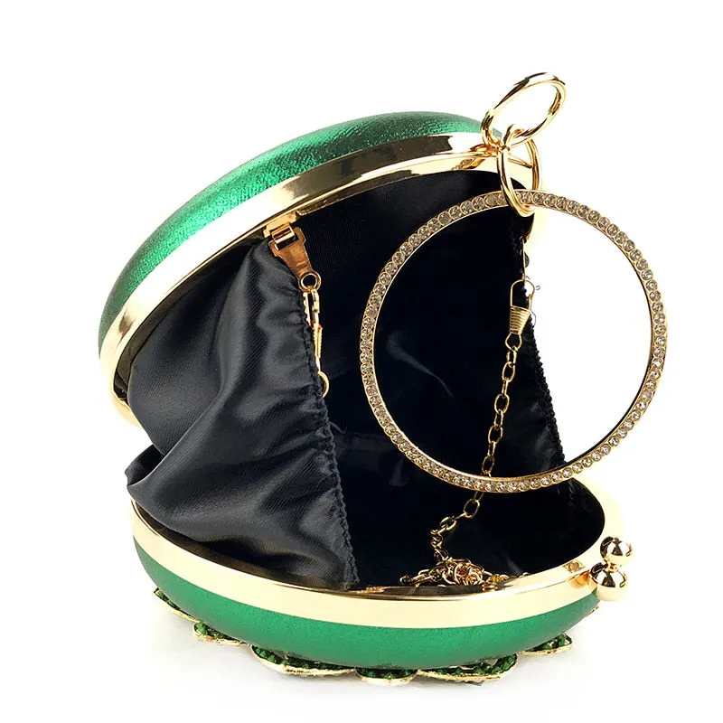 Round Exquisite Crystal Clutch Purse