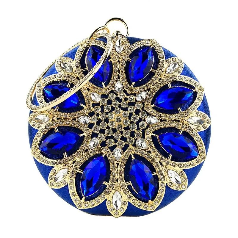Round Exquisite Crystal Clutch Purse
