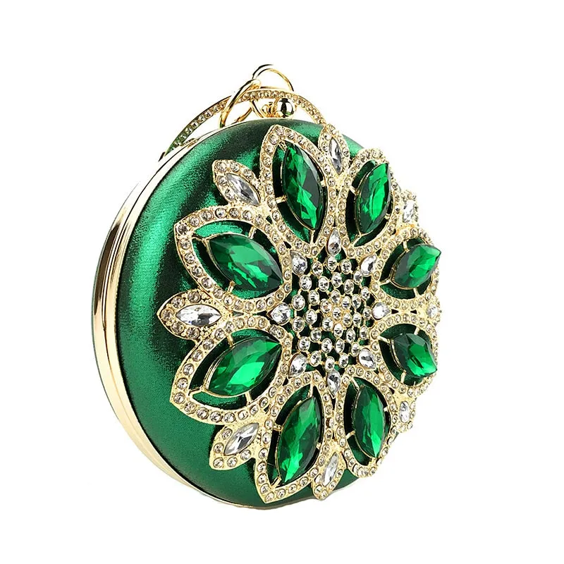 Round Exquisite Crystal Clutch Purse