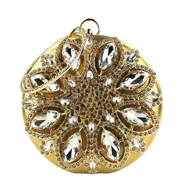 Round Exquisite Crystal Clutch Purse