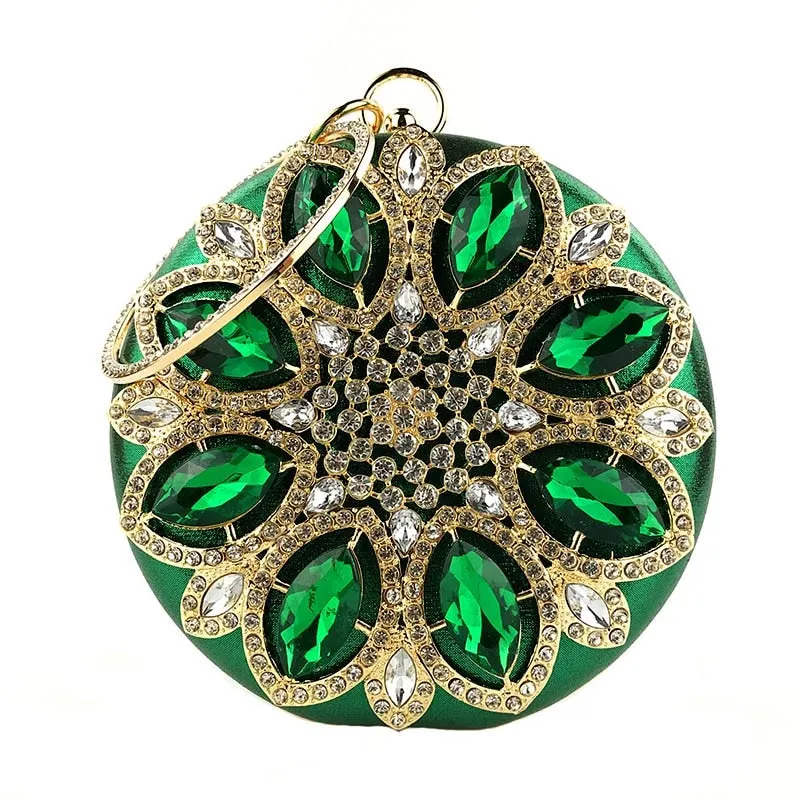 Round Exquisite Crystal Clutch Purse