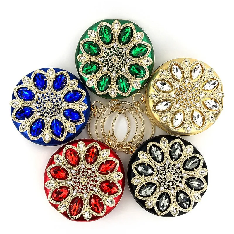 Round Exquisite Crystal Clutch Purse