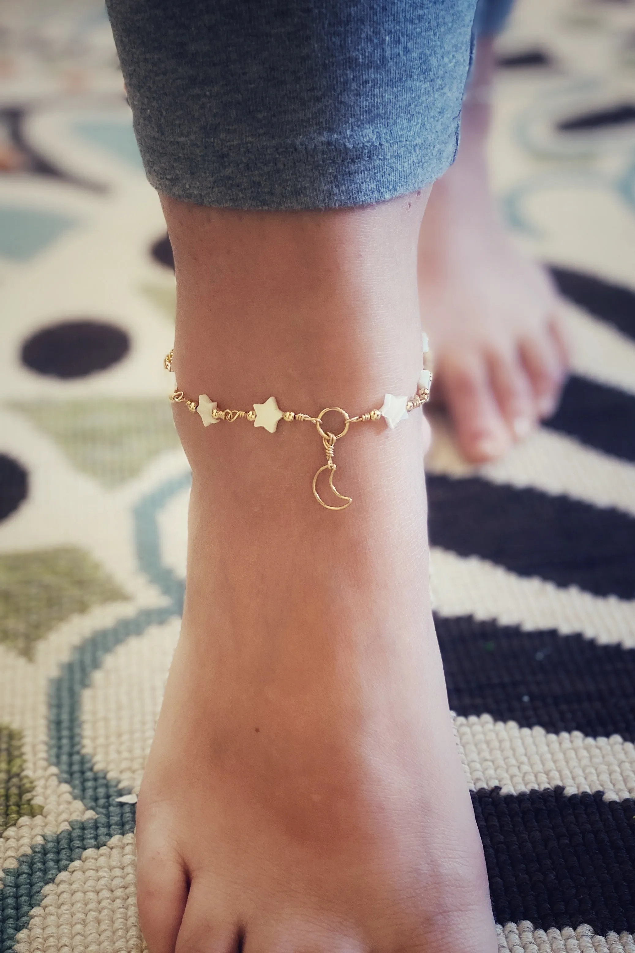 💫Star and Moon anklet🌙 - Gold-filled