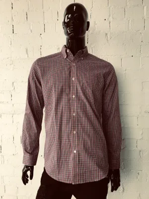 Van Heusen Mens Shirt Red White and Black Plaid