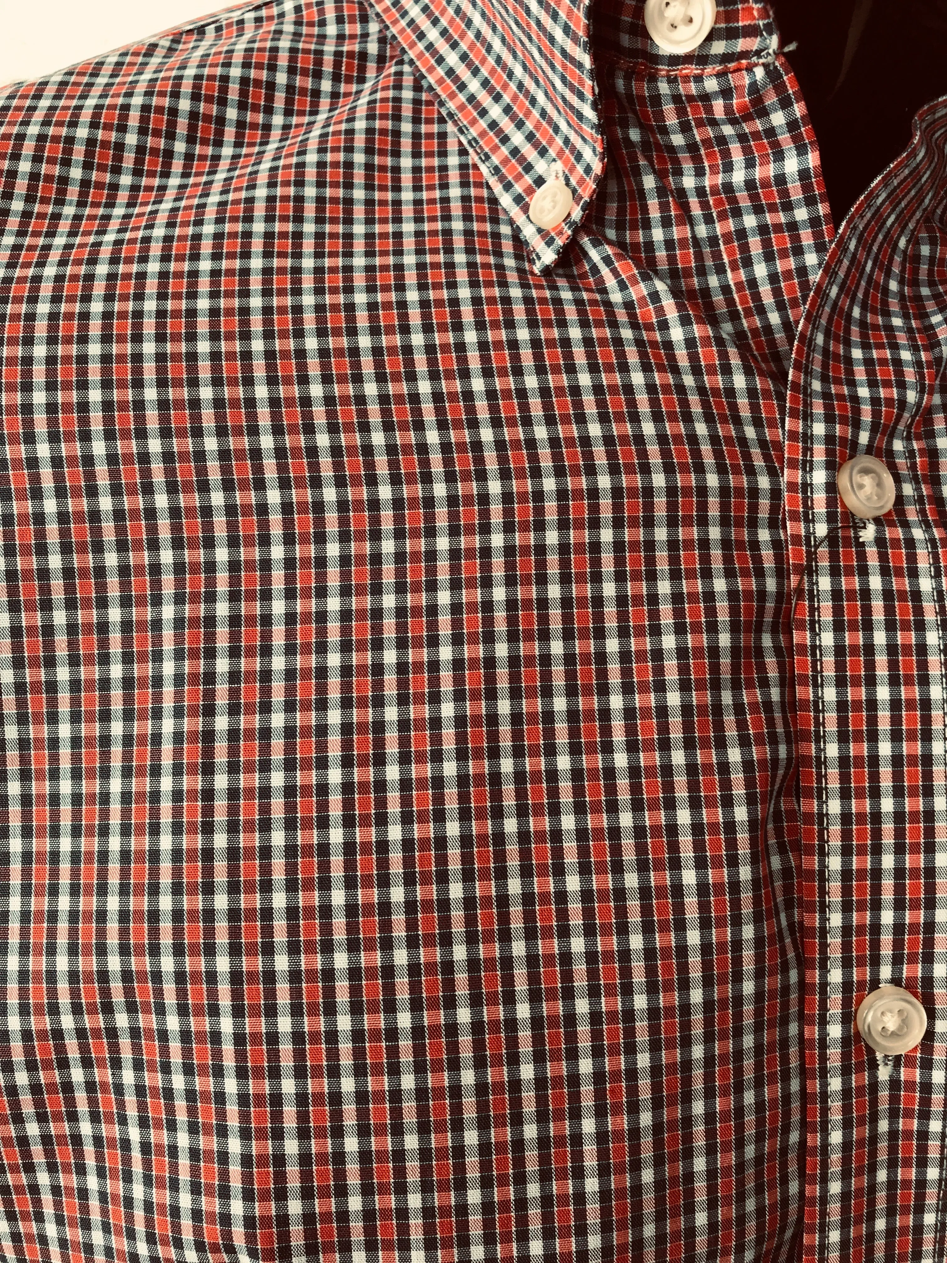 Van Heusen Mens Shirt Red White and Black Plaid