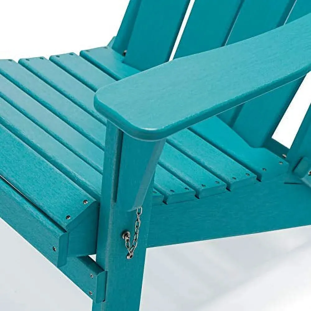 Westintrends Outdoor Folding HDPE Adirondack Chair, Patio Seat, Weather Resistant, Turquoise