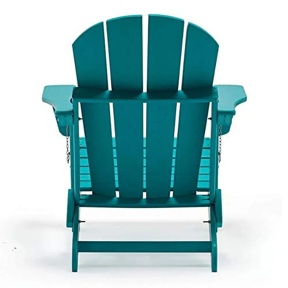 Westintrends Outdoor Folding HDPE Adirondack Chair, Patio Seat, Weather Resistant, Turquoise
